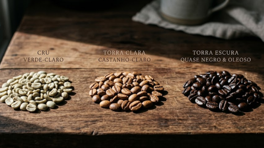 Grãos de café com diferentes tipos de torra de café e como afetam o sabor