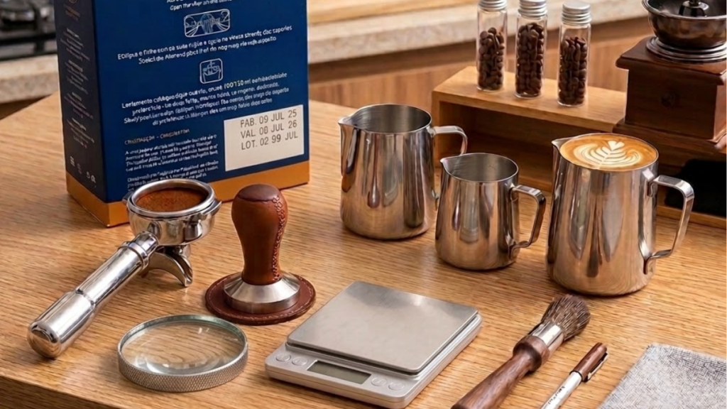 Bancada contendo os melhores acessórios para fazer café especial em casa