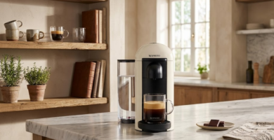 máquina de café sobre o balcão da cozinha review Nespresso Vertuo Plus