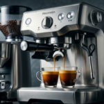 Review da Hausmojo Pro 20 bar semi-automática com moedor extraindo espresso