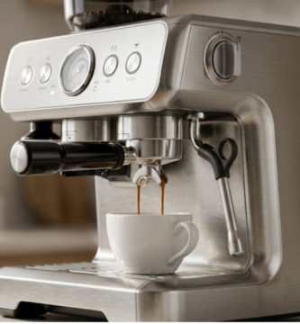 Review da Kismile com triturador e tanque removível extraindo espresso
