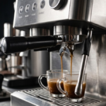 Review da Electactic 2025 com portafiltro extraindo espresso em xícara dupla