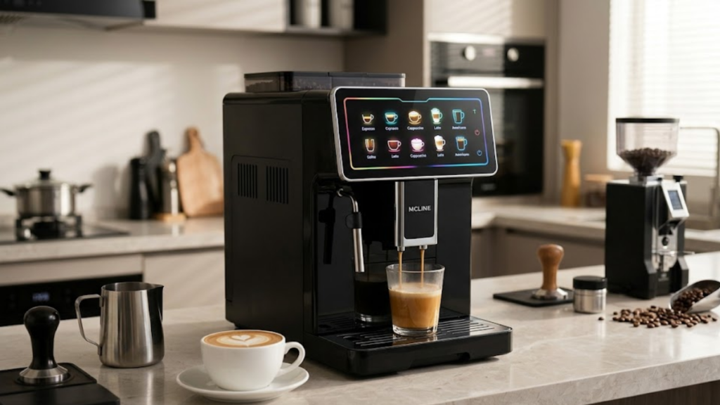 Review da MCLINE multifuncional preta com painel touch e cappuccino