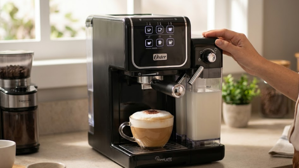 Review da Oster PrimaLatte Touch com painel touch e cappuccino cremoso