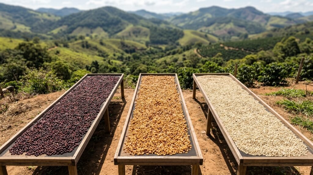 Processos do Café: Natural, Lavado, Honey e Fermentados Explicados